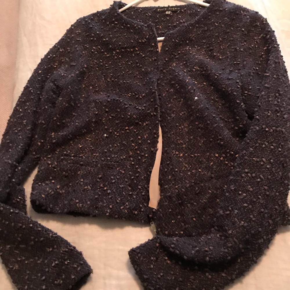 Zippered boucle jacket